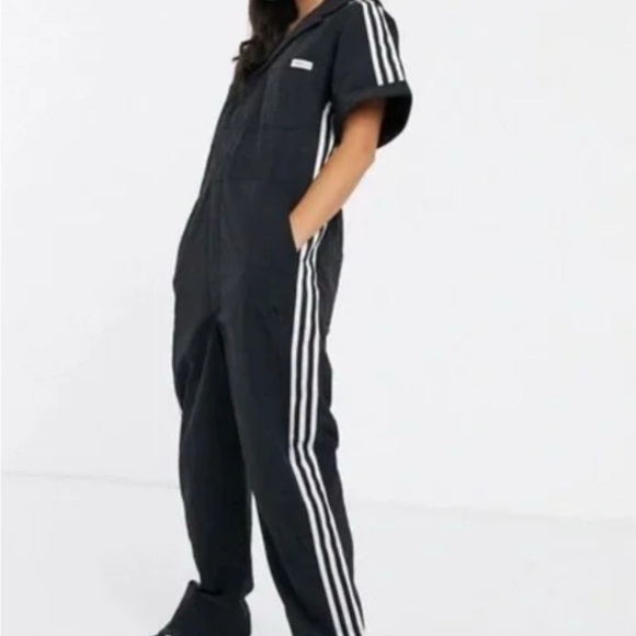 Adidas x Fiorucci Women's Black Short-Sleeve Track Jumpsuit - Picture 4 of 6